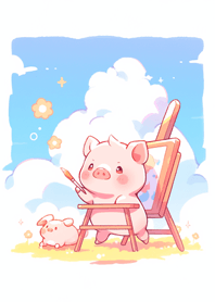 A little pig who loves to draw