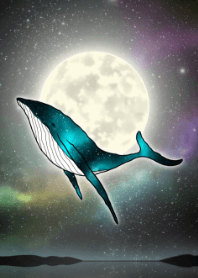 满天星斗的天空和鲸鱼