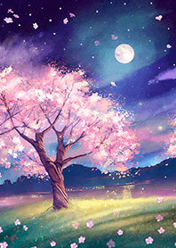 Beautiful night cherry blossoms#2368