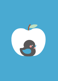 Tema bebek karet biru dan apel