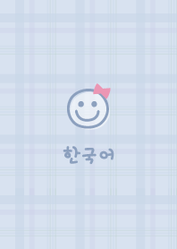 韓国チェック柄<リボン>ブルー