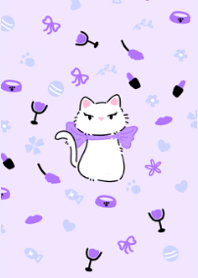 Noble cat, purple bow
