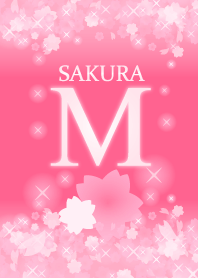 Mイニシャル 運気UP!かわいい桜デザイン