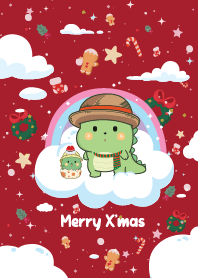 Dino Cloud Christmas Day Red