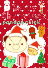 Merry Christmas of a panda and a chick