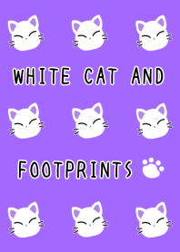 WHITE CAT AND FOOTPRINTS/GRAPE COLOR