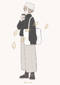 Chilly cold season , wearing warm color