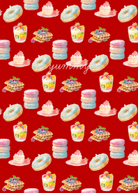 red & beige 甘いケーキ