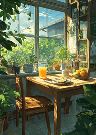 藍色 暖陽窗邊晨間咖啡館
