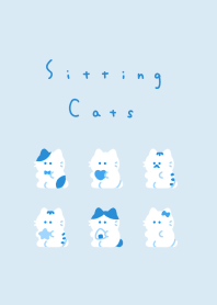 6 Sitting Cats(NoLine)/blue white MC