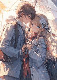 浪漫雨中情侶