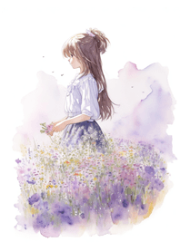 Little girl and flowers