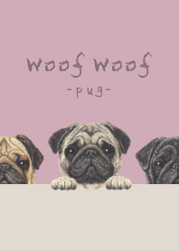 Woof Woof - Pug - DUSTY ROSE PINK