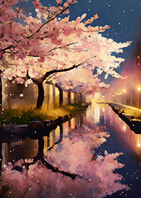 Beautiful night cherry blossoms#918