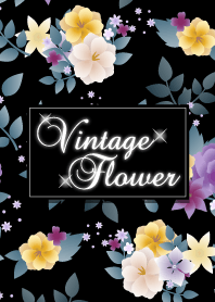 Vintage flower-Purple & black-