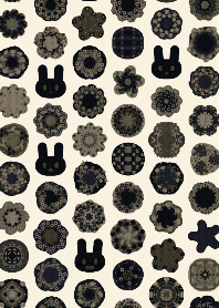 Flower ring Black & rabbit