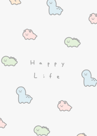 のんびり恐竜 / グレー＋パステル