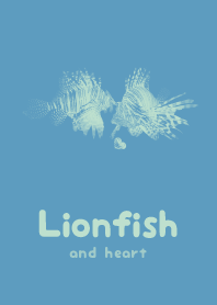 Lionfish & heart Aqua Gray