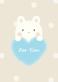 mokomoko heart -rabbit- beige dot 2
