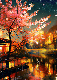 Beautiful night cherry blossoms#1192