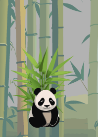 Panda in the bamboo forest on white