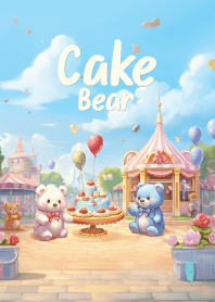 cute bear and birthday cake