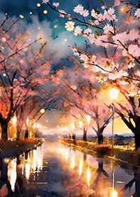 Beautiful night cherry blossoms#767