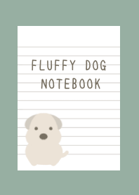 FLUFFY DOG NOTEBOOK-DUSTY GREENj