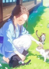 Cute girl and cats 11