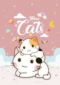 Three Cats Lovely Like Pink