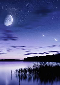 night lake and shooting star