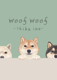 Woof Woof - Shiba inu - DUSTY GREEN