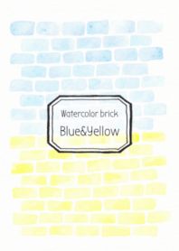 Watercolor brick -Blue*Yellow-12