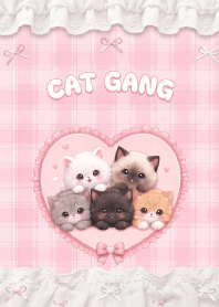 Cute Cat Group In Pink
