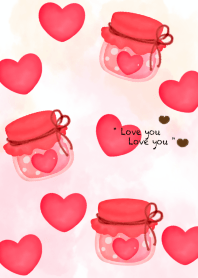 Mini red heart in the jar