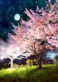 Beautiful night cherry blossoms#1732