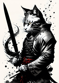 Ink wash cat samurai 899BA2
