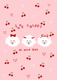 Dog love cherry minimal pink cute