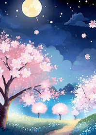 Beautiful night cherry blossoms#2181