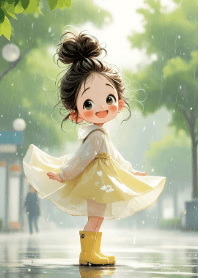 Cute Girl on Rainy Day V.3