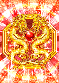 幸運を集め運気アップ 八角形双龍ゴールド