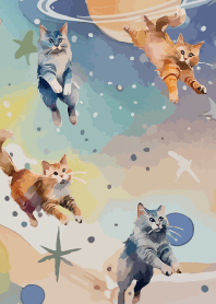 Cats in Space on white
