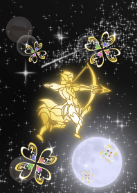 Sagittarius and four leaves