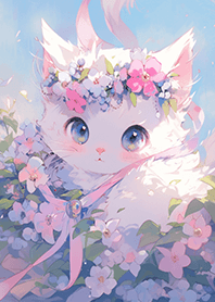 귀여운 정원 작은 흰 고양이 ❤