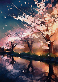 Beautiful night cherry blossoms#148