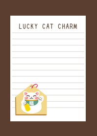 LUCKY CAT CHARM NOTEBOOK-DEEP BROWN