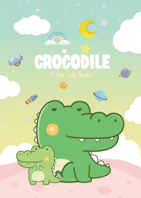 Crocodile Kawaii Galaxy Pastel Green