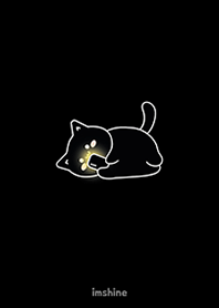 【改訂版】横になっている黒のかわいい猫
