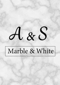 【A&S】イニシャル 大理石モノトーン白