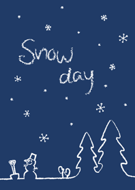 雪の日 〜カード風ネイビー